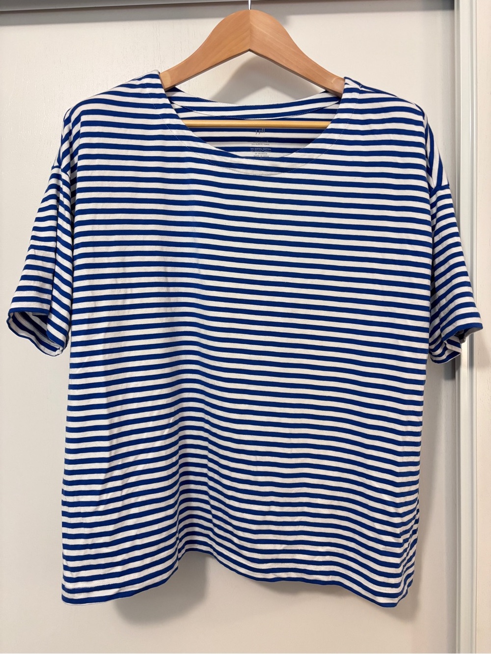 J Jill Blue White Striped 3/4 Sleeve Tunic Size XL Petite Relaxed Fit Coastal